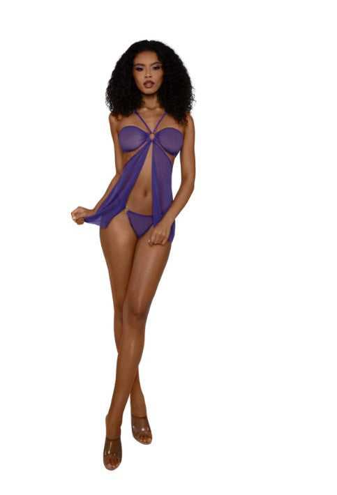 Babydoll Set With Panty - Os - Ultra Violet Luxe Ember Essentials