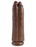 King Cock 11" Two Cocks One Hole - Brown Luxe Ember Essentials