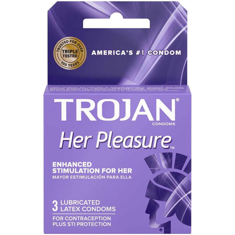 Trojan Her Pleasure Sensations Lubricated Condoms - 3 Pack Luxe Ember Essentials
