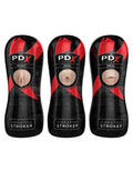 Pdx Elite Vibrating Pussy Mouth Ass Stroker Display of 12 Luxe Ember Essentials