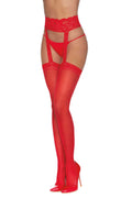 Pantyhose With Garters - One Size - Red Luxe Ember Essentials