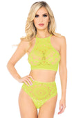 "2 Pc Crop Top & Panty - Neon Yellow - M/l LA-81552NYML"