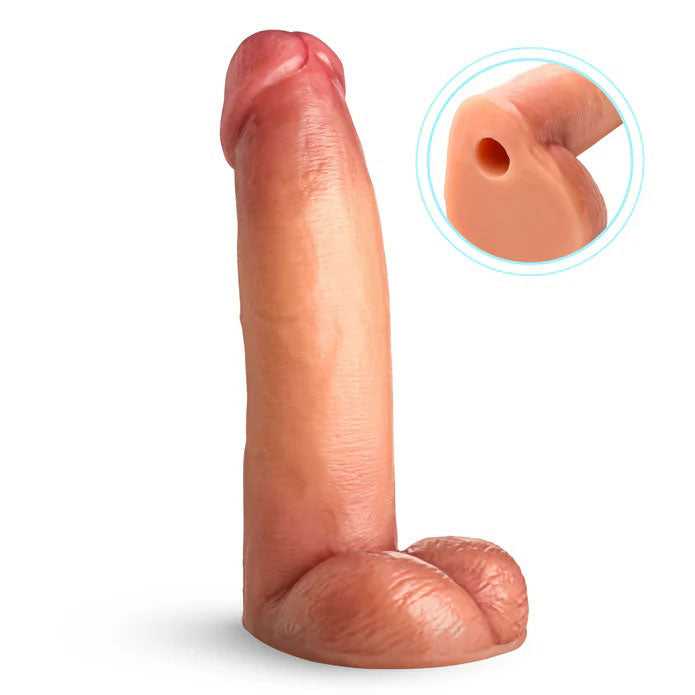 8" Cock Lock Dildo With Balls - Light Luxe Ember Essentials
