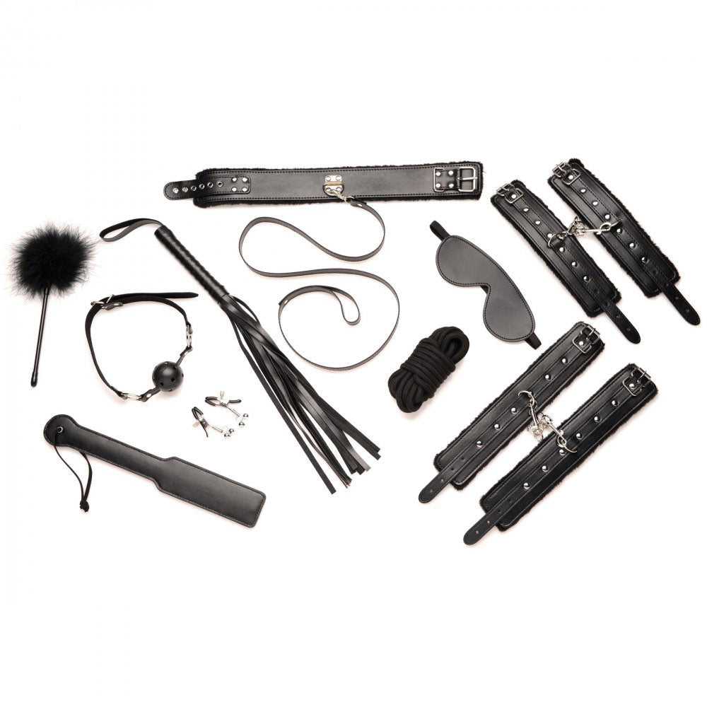 Hook Up 10 Piece Plush Bondage Set - Black Luxe Ember Essentials