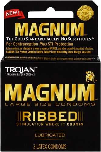 Trojan Magnum Ribbed - 3 Pack Luxe Ember Essentials