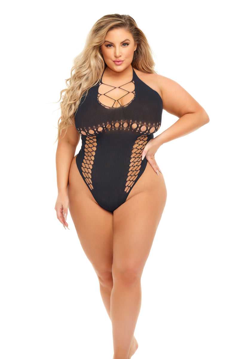 Hot Too Handle Bodysuit - Queen Size - Black Luxe Ember Essentials