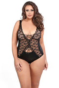 Aliya Kissed by Lace Teddy - Queen Size - Black Luxe Ember Essentials
