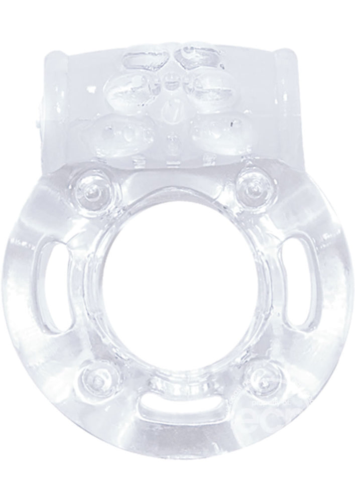 "The Macho Crystal Collection Vibrating Cock Ring- Clear NW2369"