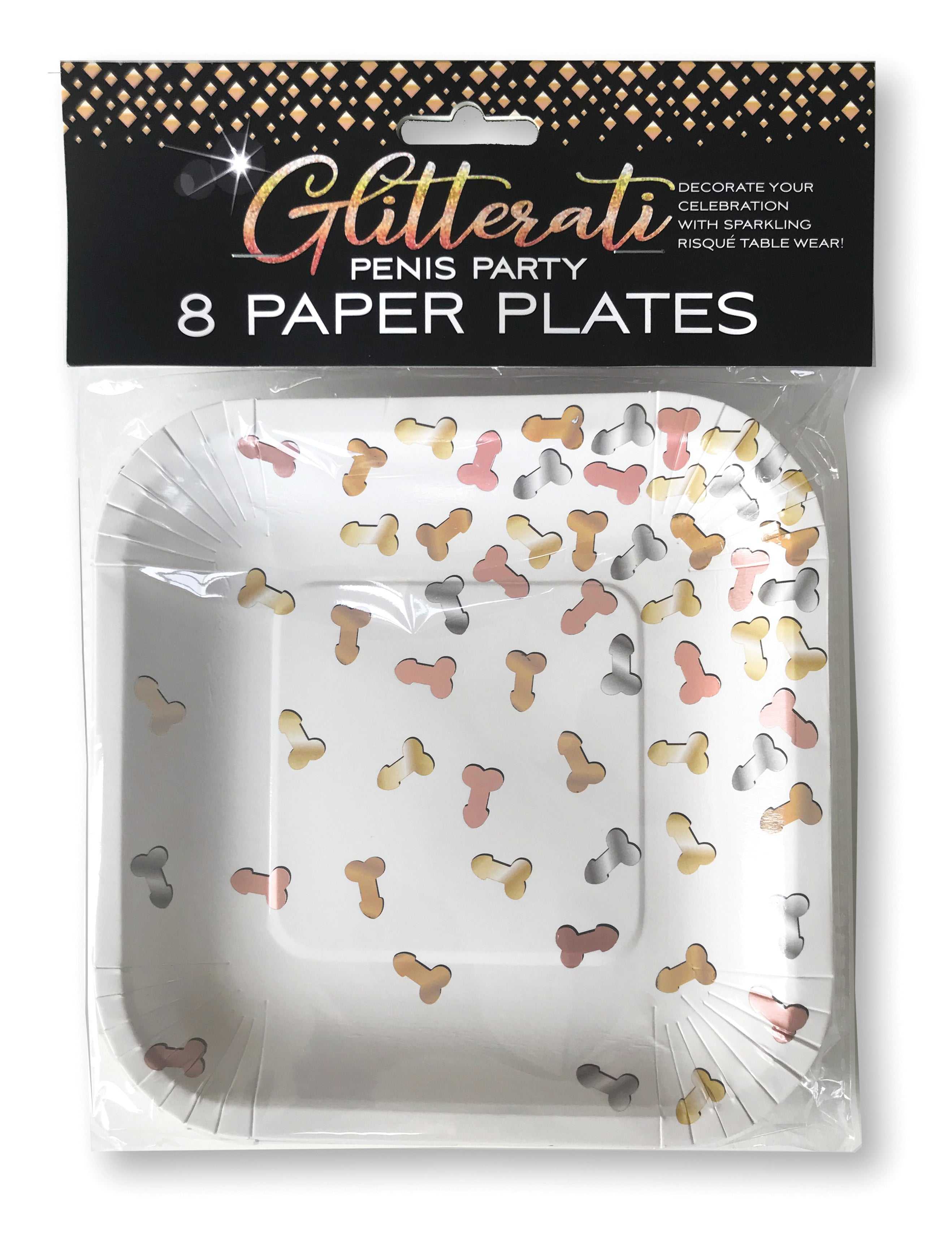 Glitterati Penis Party Paper Plates - 8 Count Luxe Ember Essentials