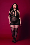 Fetish Garter Slip and Flogger Dmnd - Queen Size - Black Luxe Ember Essentials