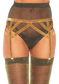 "Shimmer Lurex Elastic Garter Belt - One Size - Gold LA-8887"