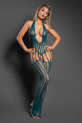 "Unravel Me Crotchless Teddy Bodystocking - Os - Dark Teal FL-SF1017-OS-B"