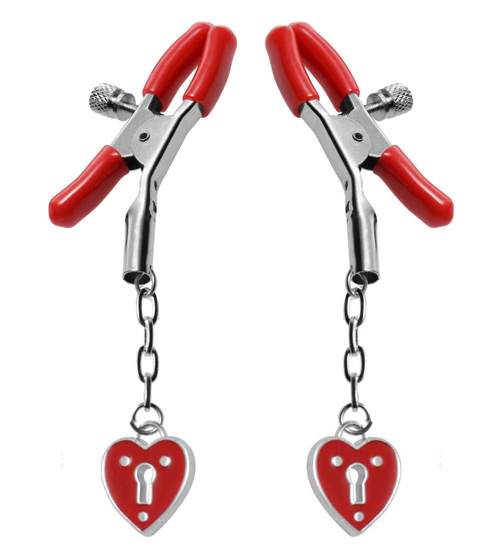Charmed Heart Padlock Nipple Clamps Luxe Ember Essentials