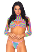 "Rainbow Fishnet Top Set - One Size - Multi LA-81580"