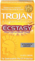 Trojan Stimulations Ultra Ribbed Ecstasy Ultrasmooth - 10 Pack Luxe Ember Essentials