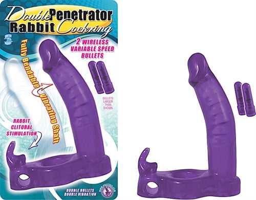 Double Penetrator Rabbit Cock Ring - Purple Luxe Ember Essentials