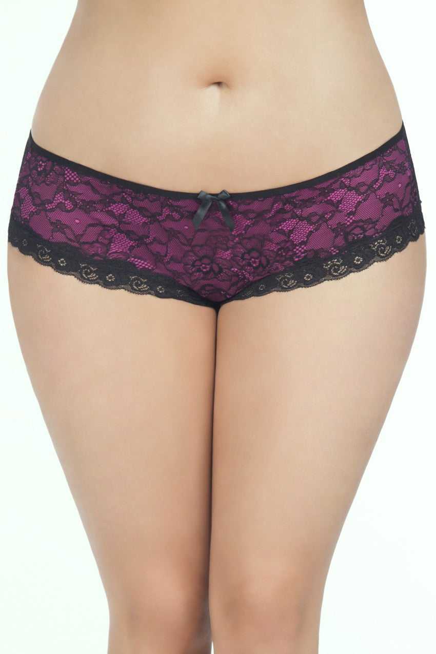 Cage Back Lace Panty - 1x2x - Black/pink Luxe Ember Essentials