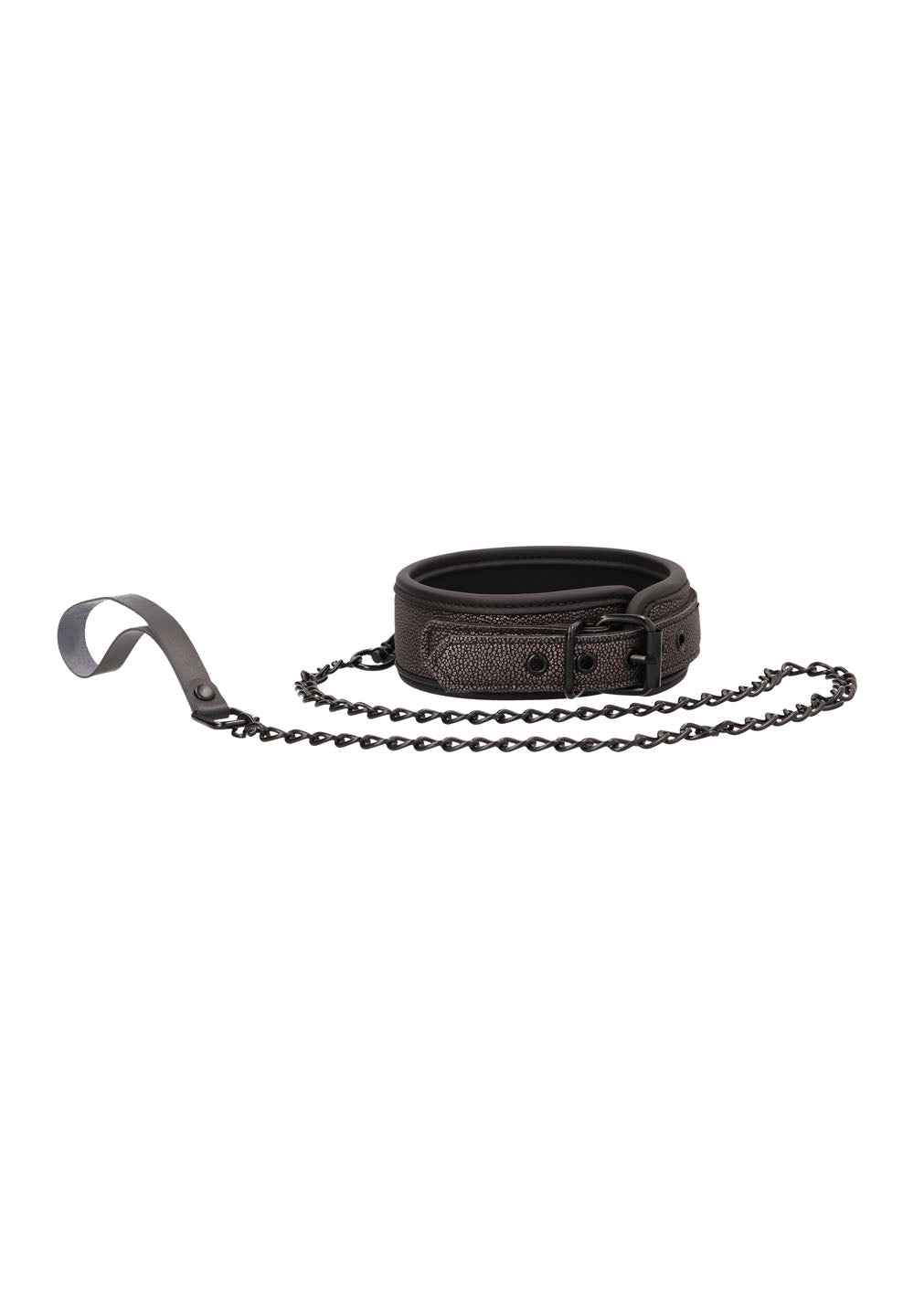 Ouch - Elegant Collar With Leash - Titanium Grey Luxe Ember Essentials