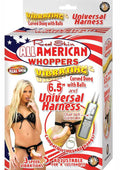 All American Whoppers Vibrating 6.5-Inch Dong With Universasl Harness - Flesh Luxe Ember Essentials