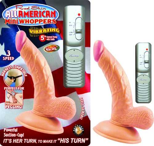 All American Mini Whoppers Vibrating 5-Inch Curved Dong With Balls-Flesh Luxe Ember Essentials