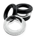 "Jacker 5-Stack Five-Pack Tube Super-Strong Cockrings Clear Black HUJ-151-CL/BK"