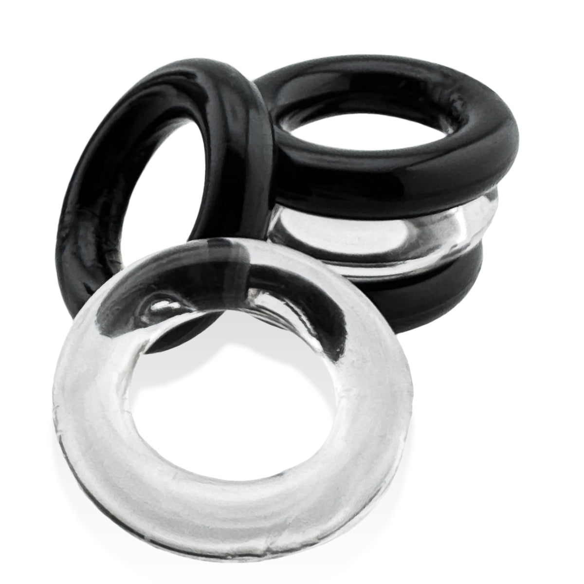 "Jacker 5-Stack Five-Pack Tube Super-Strong Cockrings Clear Black HUJ-151-CL/BK"