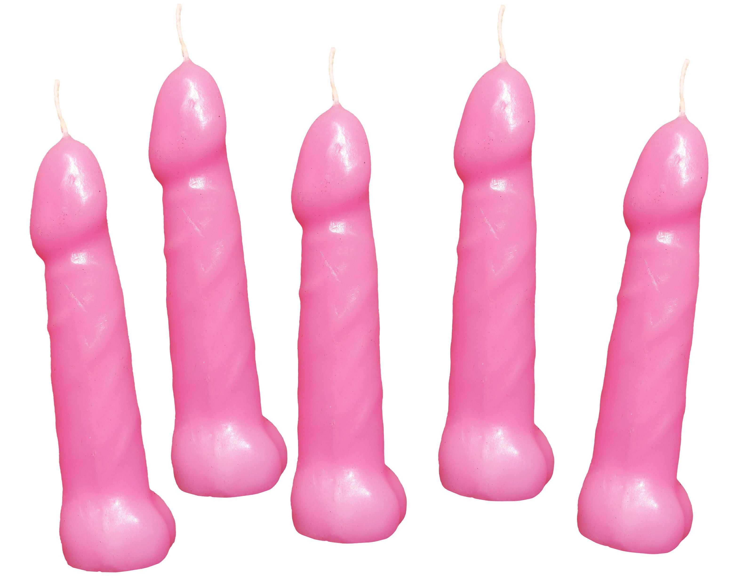 Bachelorette Pecker Party Pink Candles 5pk Luxe Ember Essentials