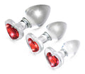 Red Heart Gem Glass Anal Plug Set Luxe Ember Essentials