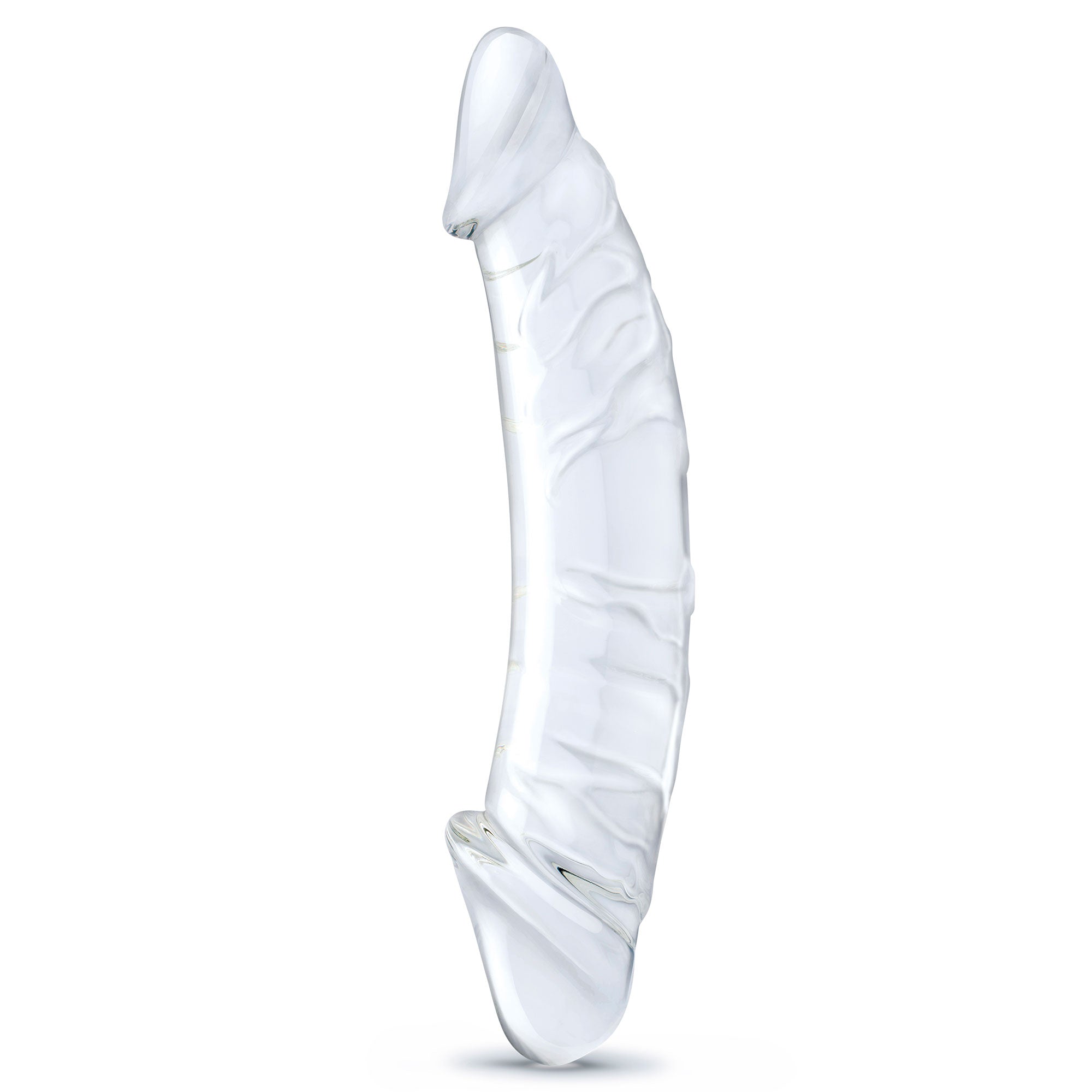 10.5 Inch Girthy Realistic Glass Double Dong - Clear Luxe Ember Essentials