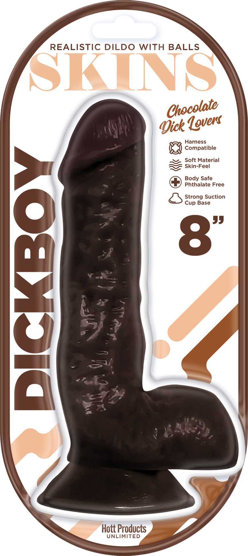 Dickboy - Skins - Dildo With Balls - 8 Inch - Chocolate Dick Lover Luxe Ember Essentials
