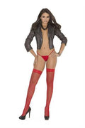 Fishnet Thigh Hi With Lace Top - One Size - Red Luxe Ember Essentials