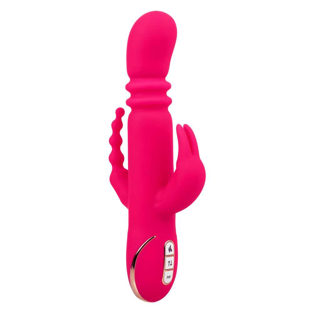 Jack Rabbit Signature Heated Silicone Triple Fantasy Rabbit - Pink Luxe Ember Essentials