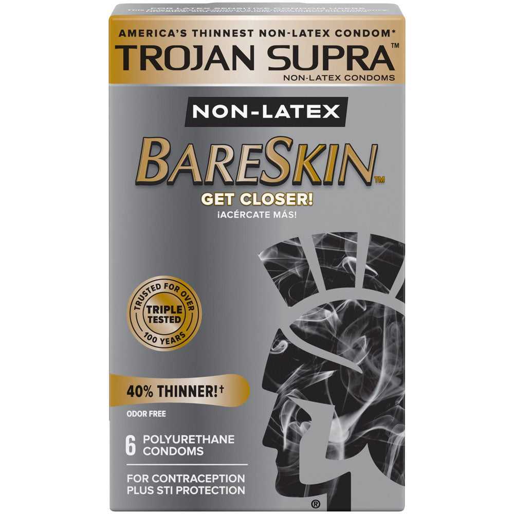 Trojan Supra Bareskin Non-Latex - 6 Pack Luxe Ember Essentials
