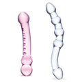 2 Pc Double Pleasure Glass Dildo Set - Pink/clear Luxe Ember Essentials