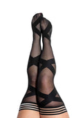 Jackie - Semi Sheer Thigh High - Size D - Black Luxe Ember Essentials