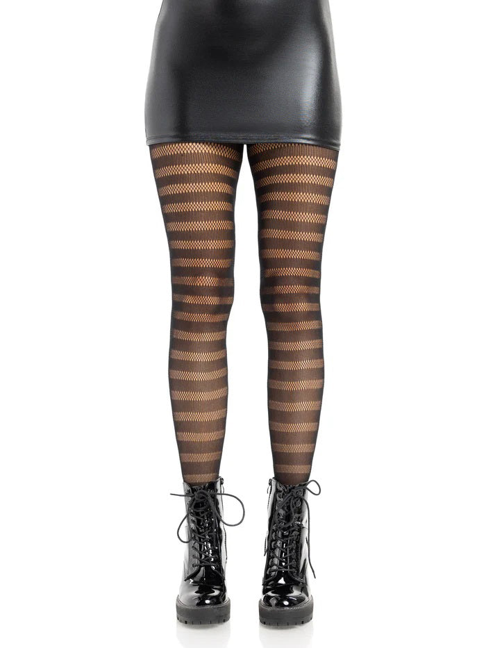 "Cosima Striped Net Tights - Os - Black LA-9917BKOS"