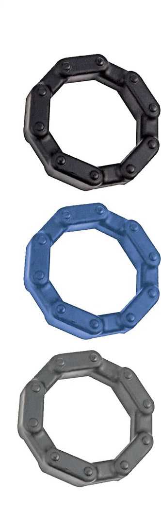 Anal-Ese Chainlink Cockrings - Black/blue/grey Luxe Ember Essentials