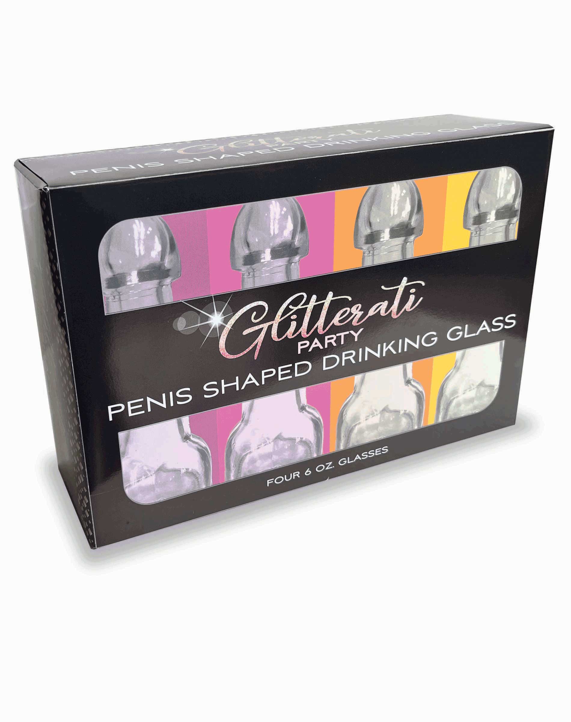 Glitterati Penis Drinking Glass Set of 4 - 6 Oz Luxe Ember Essentials