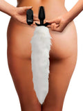 Vibrating White Fox Tail Slender Anal Plug Luxe Ember Essentials