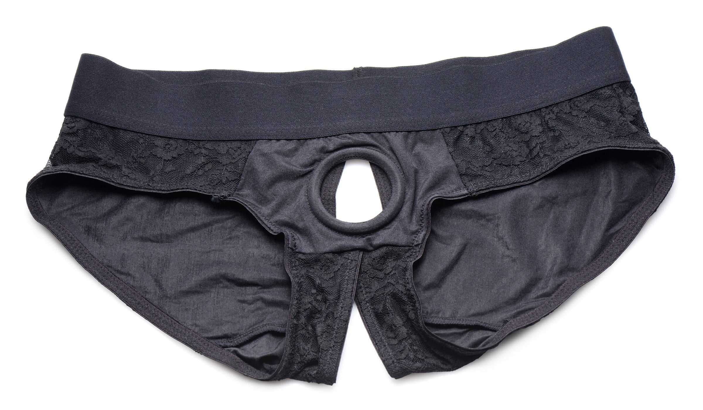 Lace Envy Black Crotchless Panty Harness - L/xl Luxe Ember Essentials