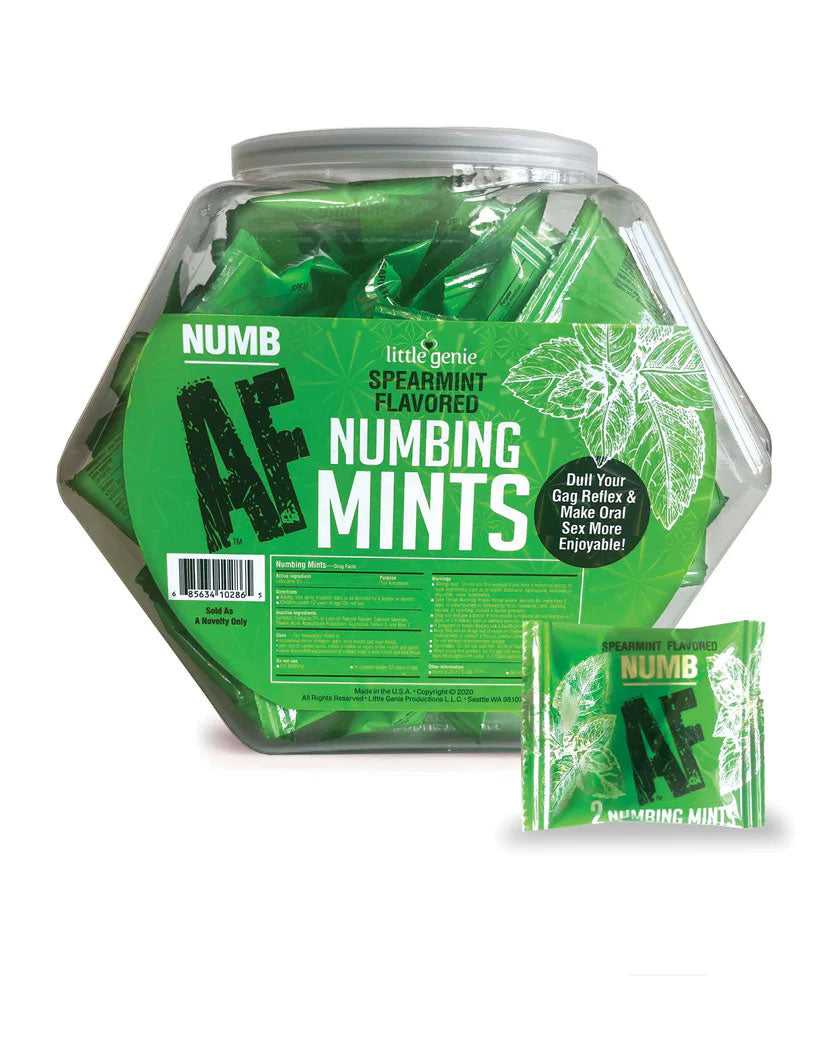 Numb Af - Spearmint Flavored Numbing Mints - Display - 100 Pcs Luxe Ember Essentials