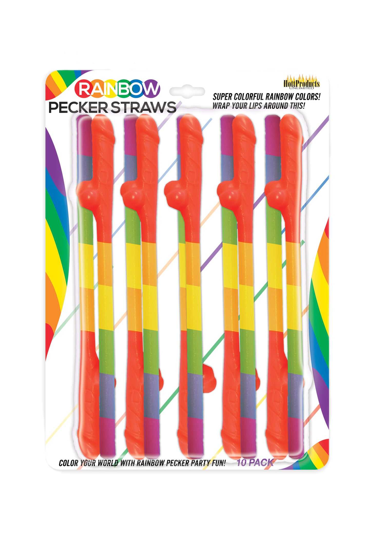 Rainbow Pecker Straws - 10 Pack Luxe Ember Essentials