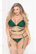 Lace Bra Set - Green - Queen Size Luxe Ember Essentials