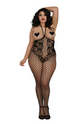 Open Cup Bodystocking - Queen Size - Black Luxe Ember Essentials