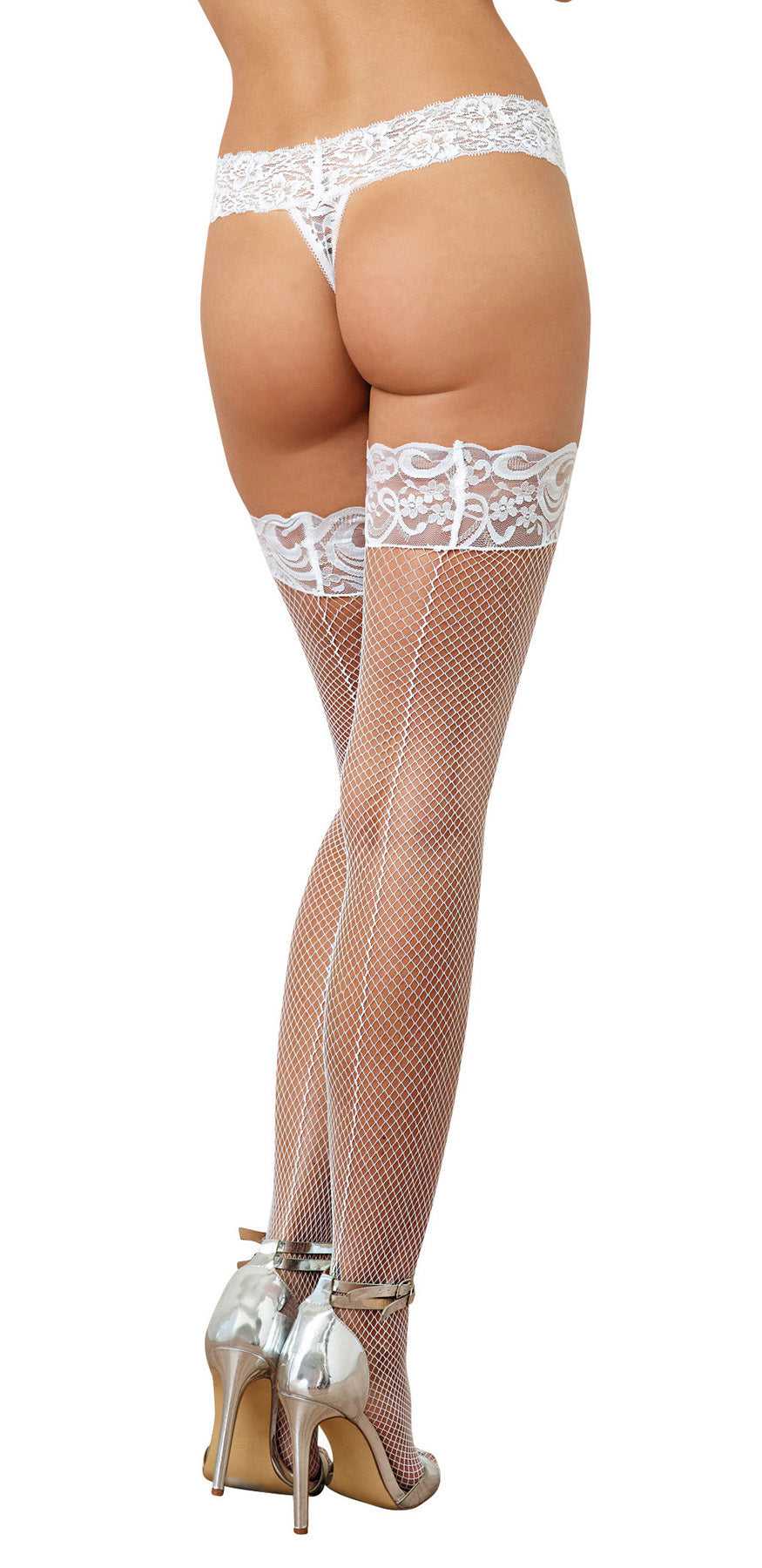 Fishnet Thigh High - One Size - White Luxe Ember Essentials