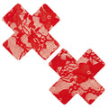 "Red Lace X Nipple Cover Pasties NN-RED-LAC-XF"