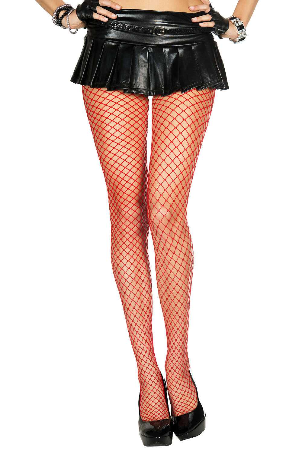 Mini Diamond Net Spandex Pantyhose - One Size - Red Luxe Ember Essentials