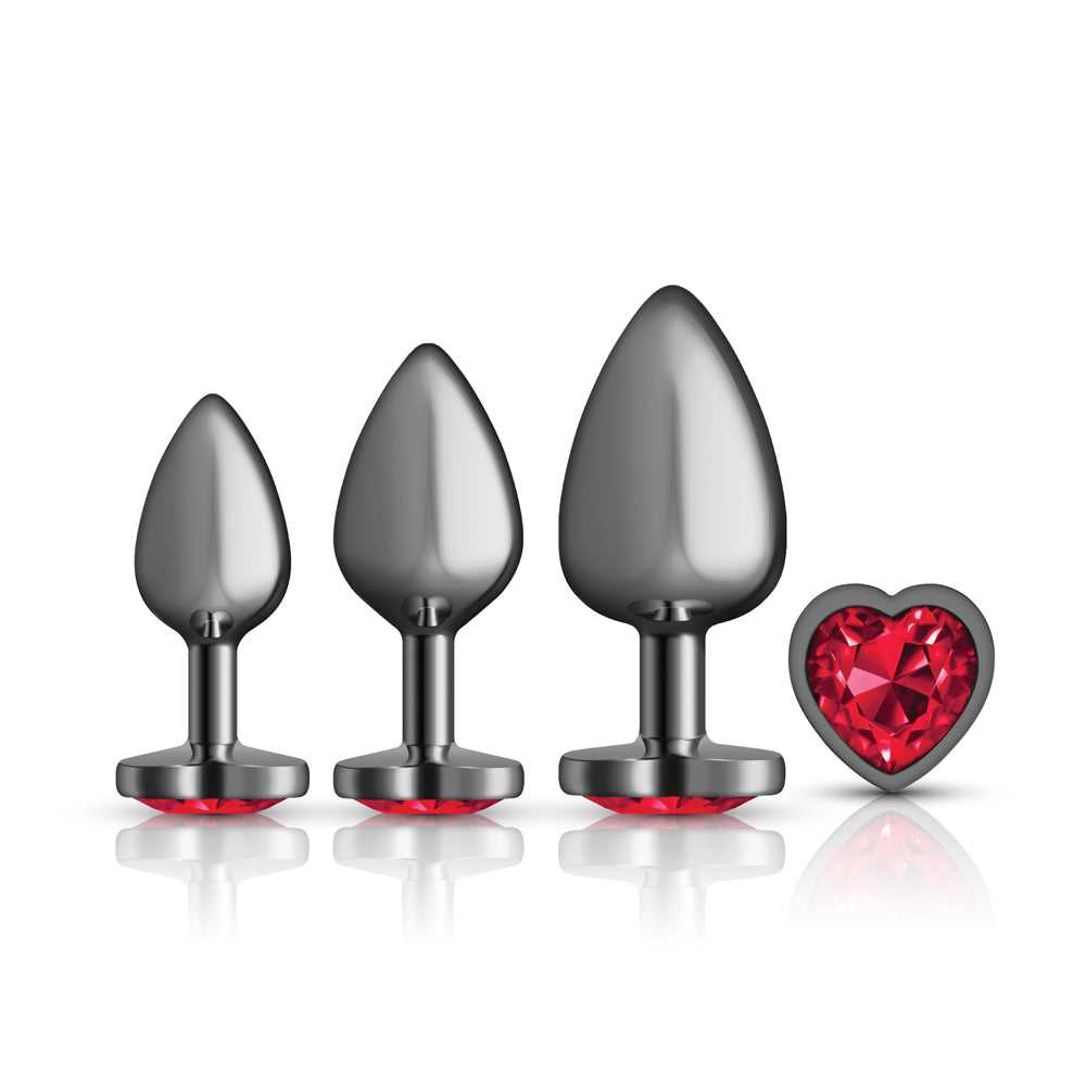 Red Heart Gem Anal Trainer Kit - Gunmetal Luxe Ember Essentials