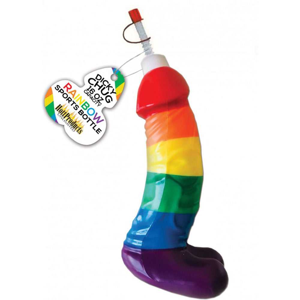 Rainbow Dicky Chug Sports Bottle 16 Oz Capacity Luxe Ember Essentials