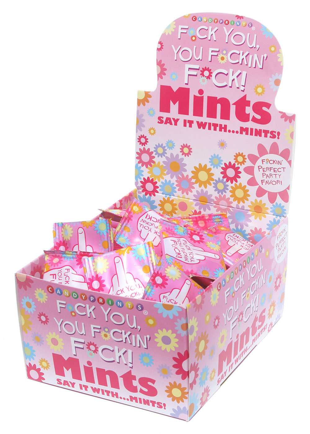 Fuck You, You Fuckin Fuck! Mints Carton Display 100 3.1g Bags Luxe Ember Essentials